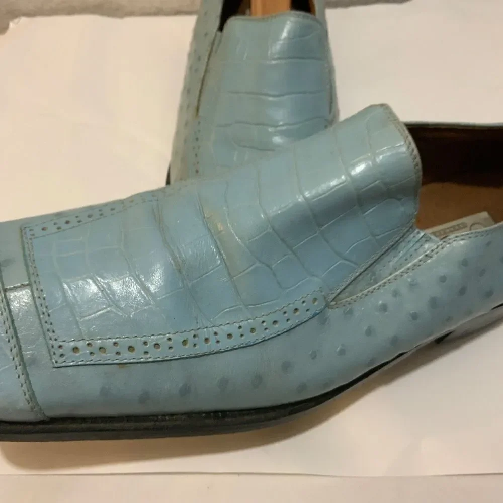 Fratelli Loafers Mens Size 9 Leather Slip On blue Square Toe Dress Shoes